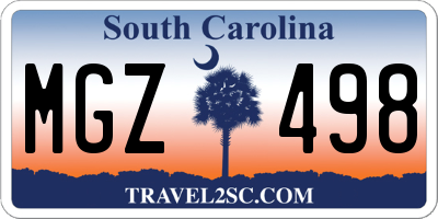 SC license plate MGZ498