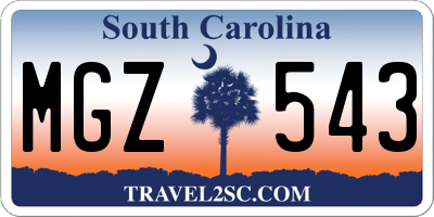 SC license plate MGZ543