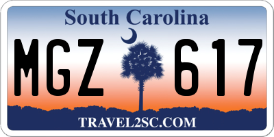 SC license plate MGZ617