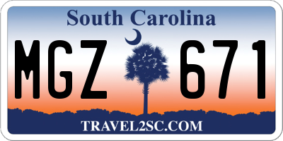 SC license plate MGZ671