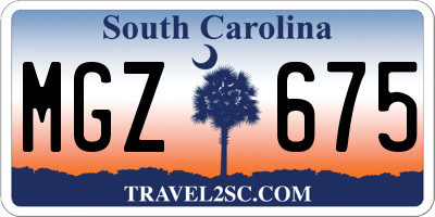 SC license plate MGZ675
