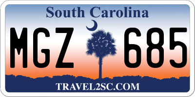 SC license plate MGZ685