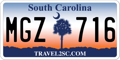 SC license plate MGZ716