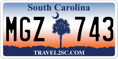 SC license plate MGZ743