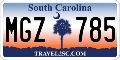 SC license plate MGZ785