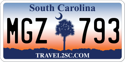 SC license plate MGZ793
