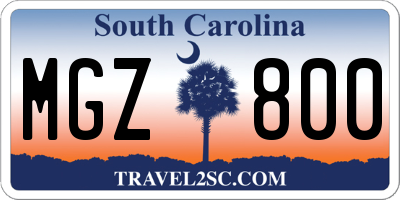 SC license plate MGZ800
