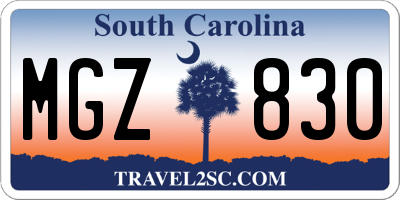 SC license plate MGZ830