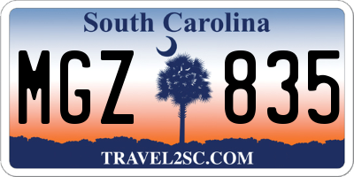 SC license plate MGZ835
