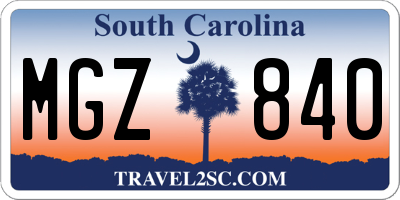 SC license plate MGZ840