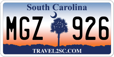 SC license plate MGZ926