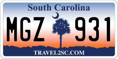 SC license plate MGZ931