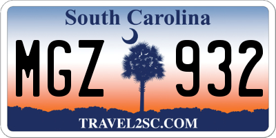 SC license plate MGZ932