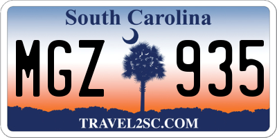 SC license plate MGZ935