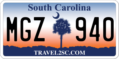 SC license plate MGZ940