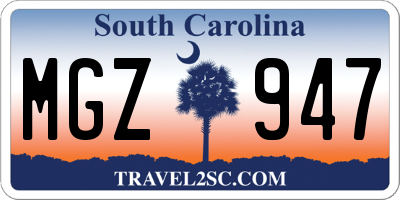 SC license plate MGZ947