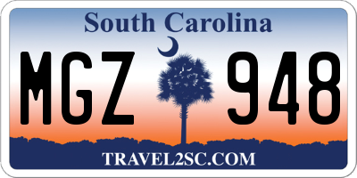 SC license plate MGZ948
