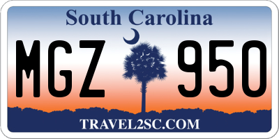 SC license plate MGZ950