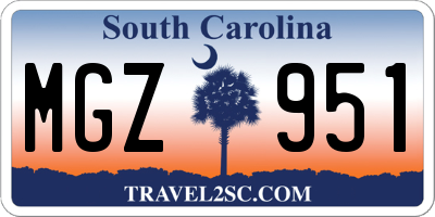 SC license plate MGZ951