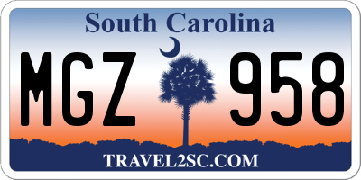 SC license plate MGZ958
