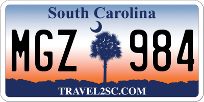 SC license plate MGZ984