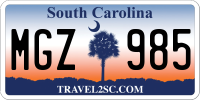 SC license plate MGZ985