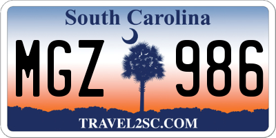 SC license plate MGZ986