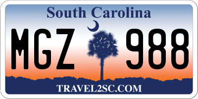 SC license plate MGZ988
