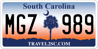 SC license plate MGZ989