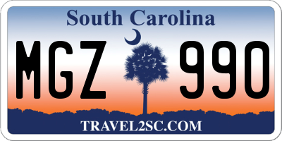 SC license plate MGZ990