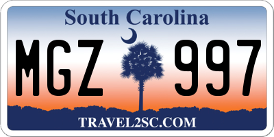 SC license plate MGZ997