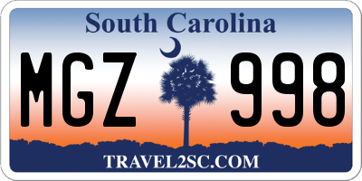 SC license plate MGZ998