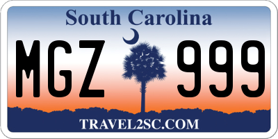 SC license plate MGZ999