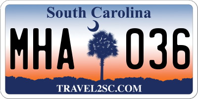 SC license plate MHA036