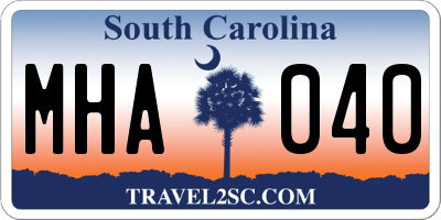 SC license plate MHA040