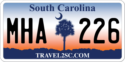 SC license plate MHA226