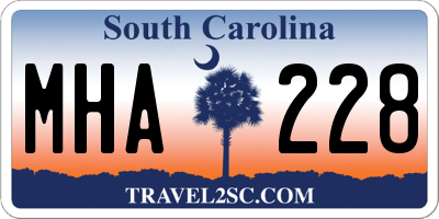 SC license plate MHA228