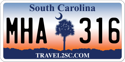 SC license plate MHA316