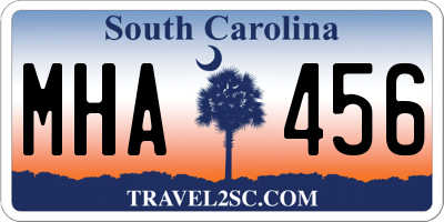 SC license plate MHA456