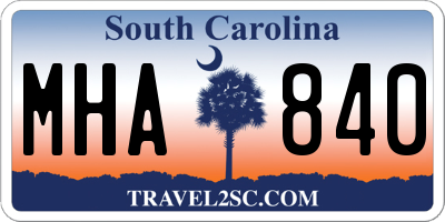 SC license plate MHA840