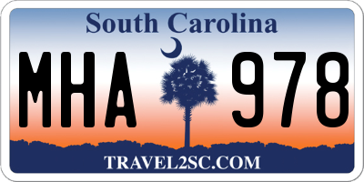SC license plate MHA978