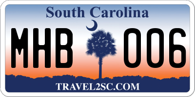 SC license plate MHB006