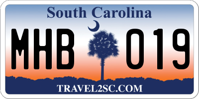 SC license plate MHB019