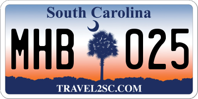 SC license plate MHB025