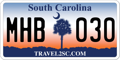 SC license plate MHB030