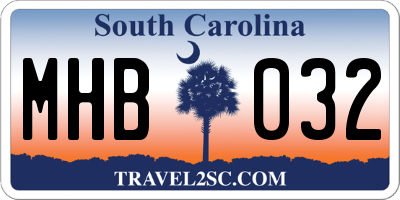 SC license plate MHB032