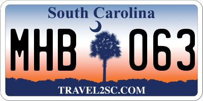 SC license plate MHB063