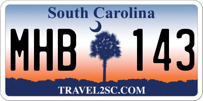 SC license plate MHB143