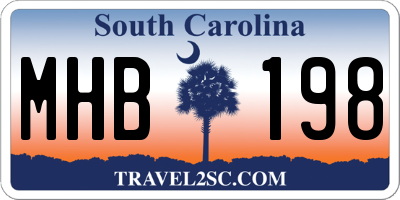 SC license plate MHB198