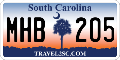 SC license plate MHB205